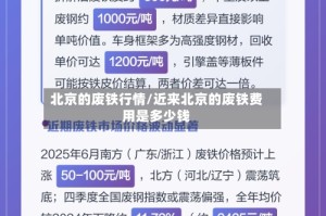北京的废铁行情/近来北京的废铁费用是多少钱