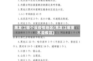 黑龙江哪个没疫情地区(黑龙江哪里不是疫区)