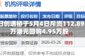 归创通桥于5月4日斥资112.89万港元回购4.95万股