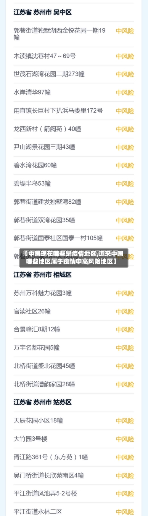 【中国现在哪些是疫情地区,近来中国哪些地区属于疫情中高风险地区】-第2张图片