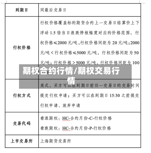 期权合约行情/期权交易行情-第1张图片