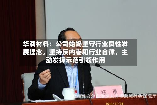 华润材料：公司始终坚守行业良性发展理念，坚持反内卷和行业自律，主动发挥示范引领作用-第2张图片