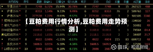 【豆粕费用行情分析,豆粕费用走势预测】-第1张图片