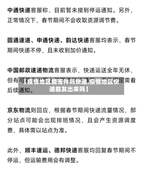 【疫情地区能寄件吗快递,疫情地区快递能发出来吗】-第2张图片